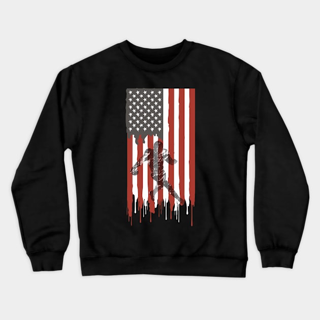 American Football Player Flag Crewneck Sweatshirt by Boo Face Designs